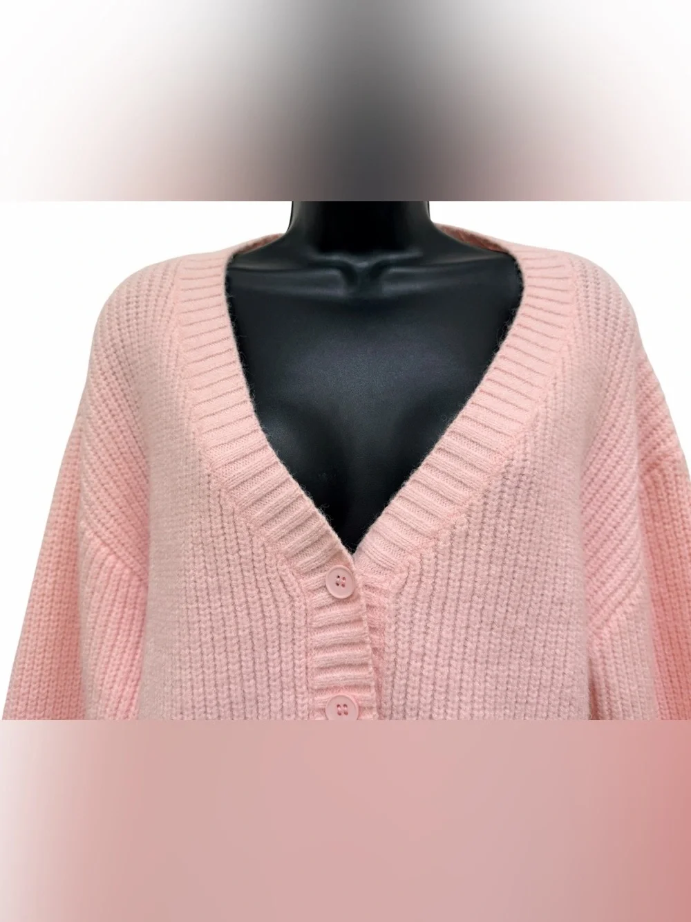 EDIKTED Sabrina Chunky Knit Cropped Cardigan Light Pink XS